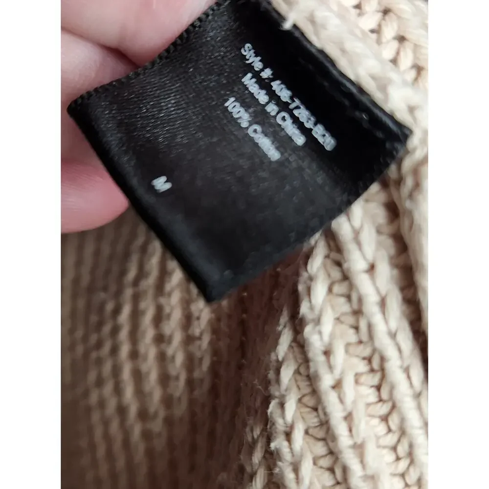 Jenni Kayne Cotton Fisherman Sweater Oatmeal Sz Medium